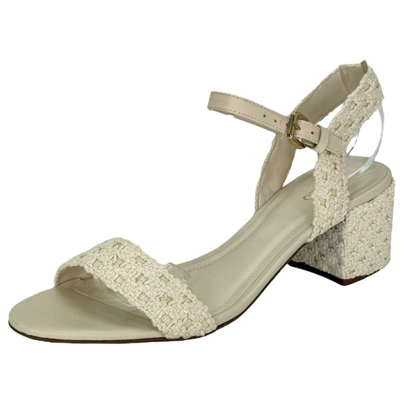 Arezzo Brynn Cream Crochet Womens Mid Heel Sandals Size 9.5M - Picture 3 of 16